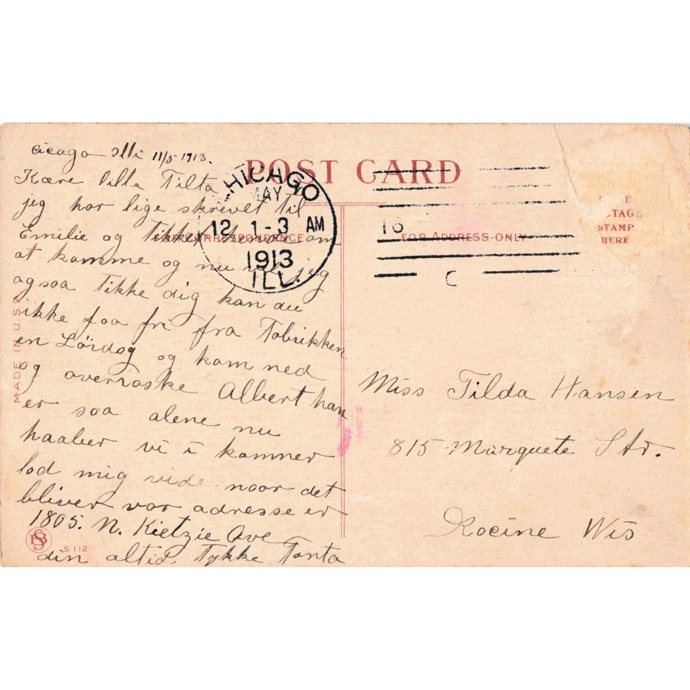 Antique 1913 RPPC Peekabooh I See You Postcard Dutch Bonnet Chicago - Picture 2 of 2